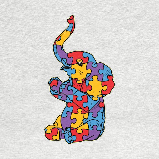 Autism Elephant Autistic Puzzle Pieces - ASD Support SPED Teacher by ScottsRed